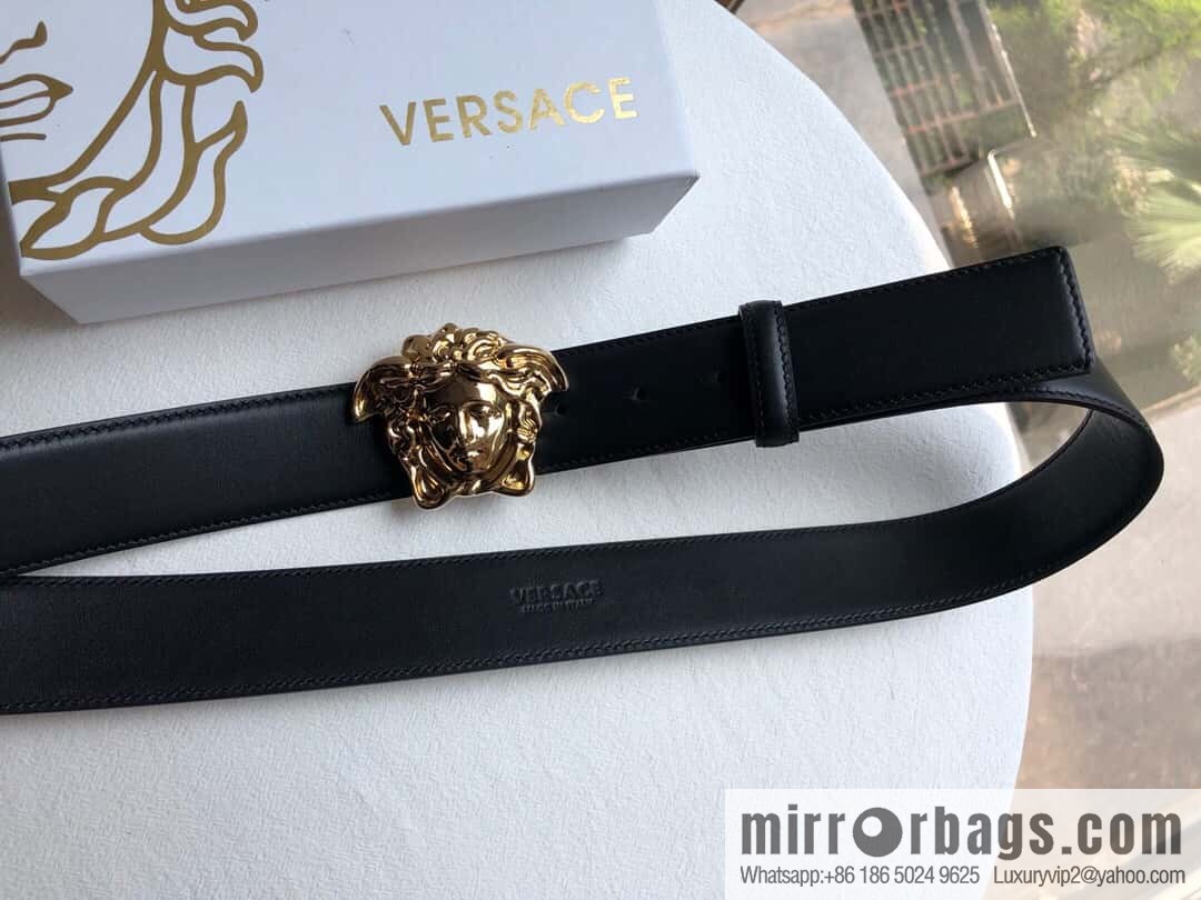 VERSACE Versace, flat cowhide Medusa head metal buckle belt 3.8cm