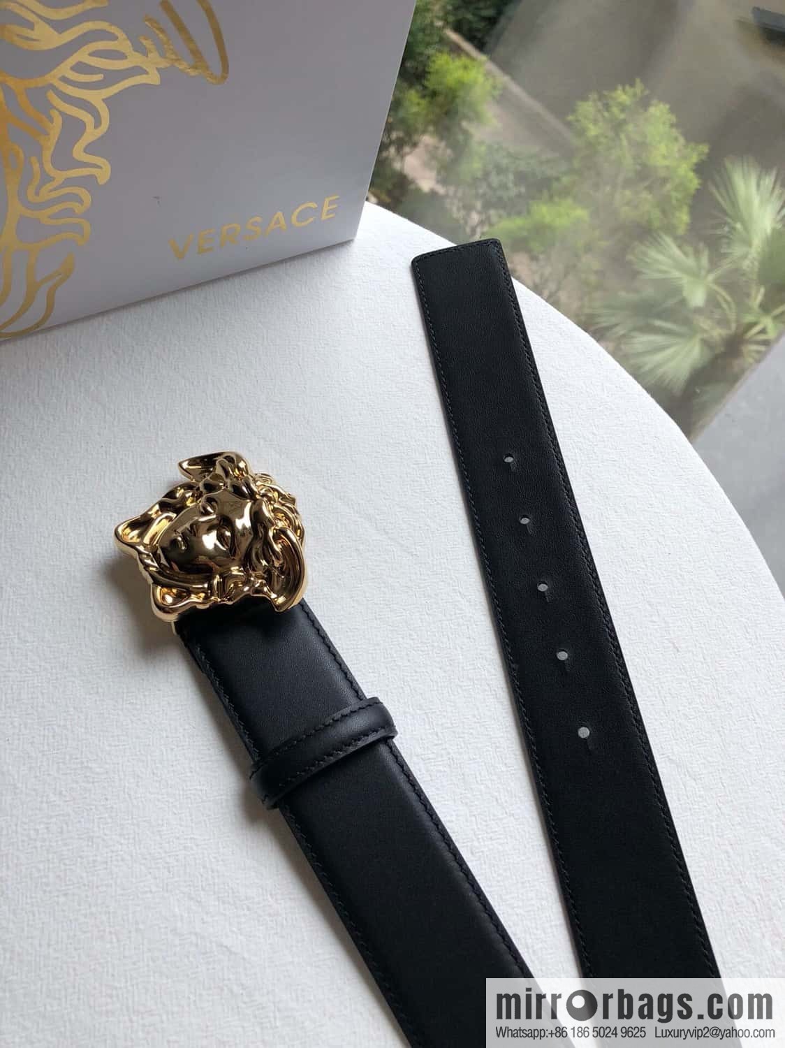 VERSACE Versace, flat cowhide Medusa head metal buckle belt 3.8cm
