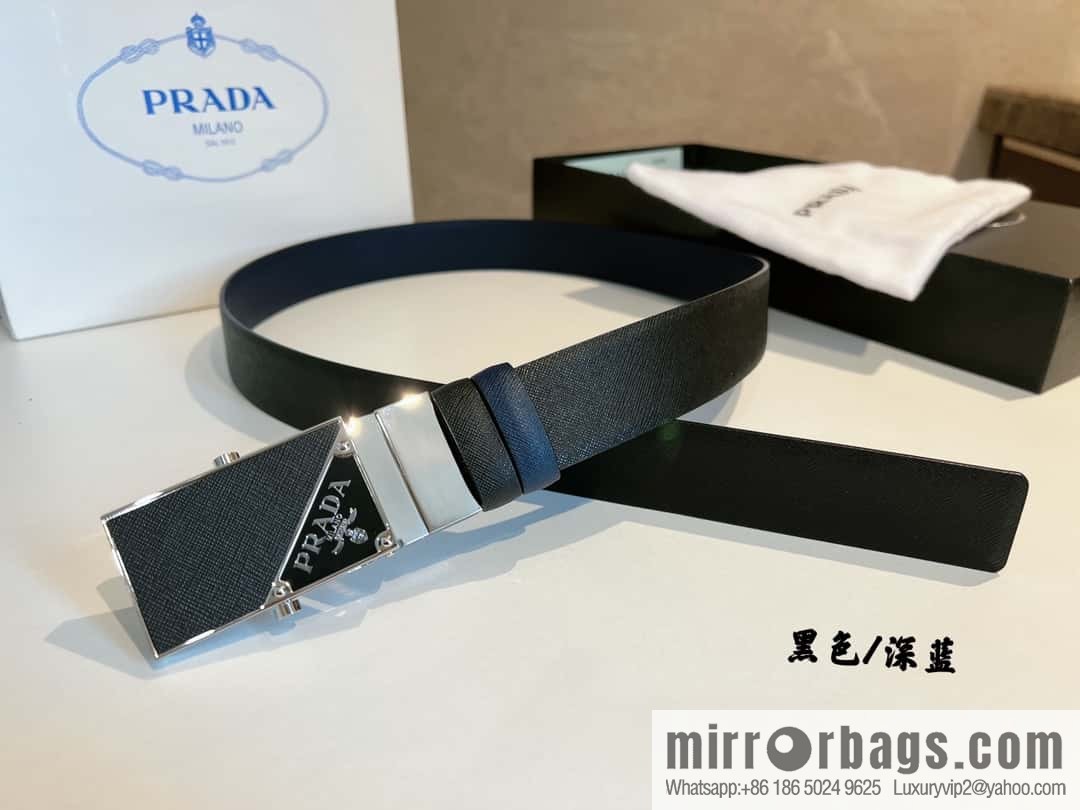 PRADA/PRADA, with pulley-style metal buckle men's 3.5cm belt