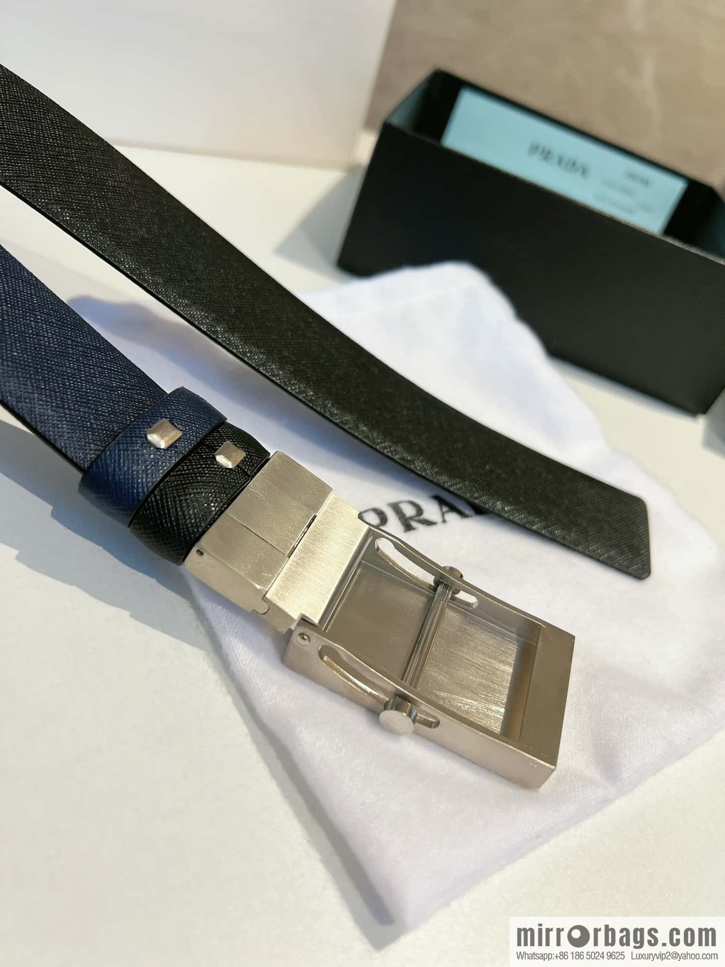 PRADA/PRADA, with pulley-style metal buckle men's 3.5cm belt