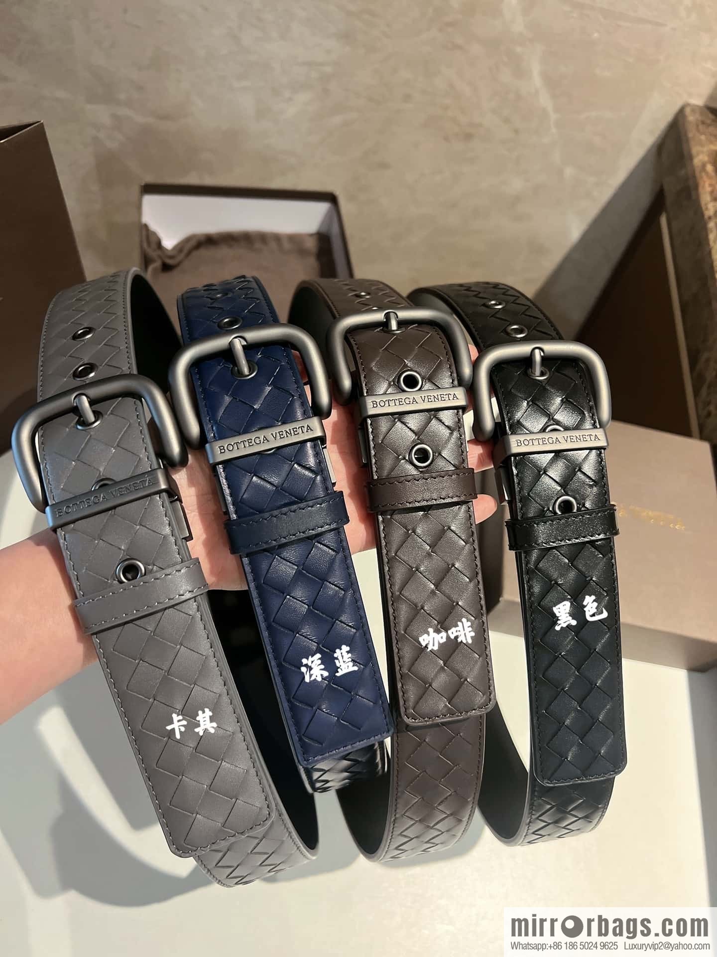 BottegaVeneta 2022 new cowhide woven men's 4.0cm belt
