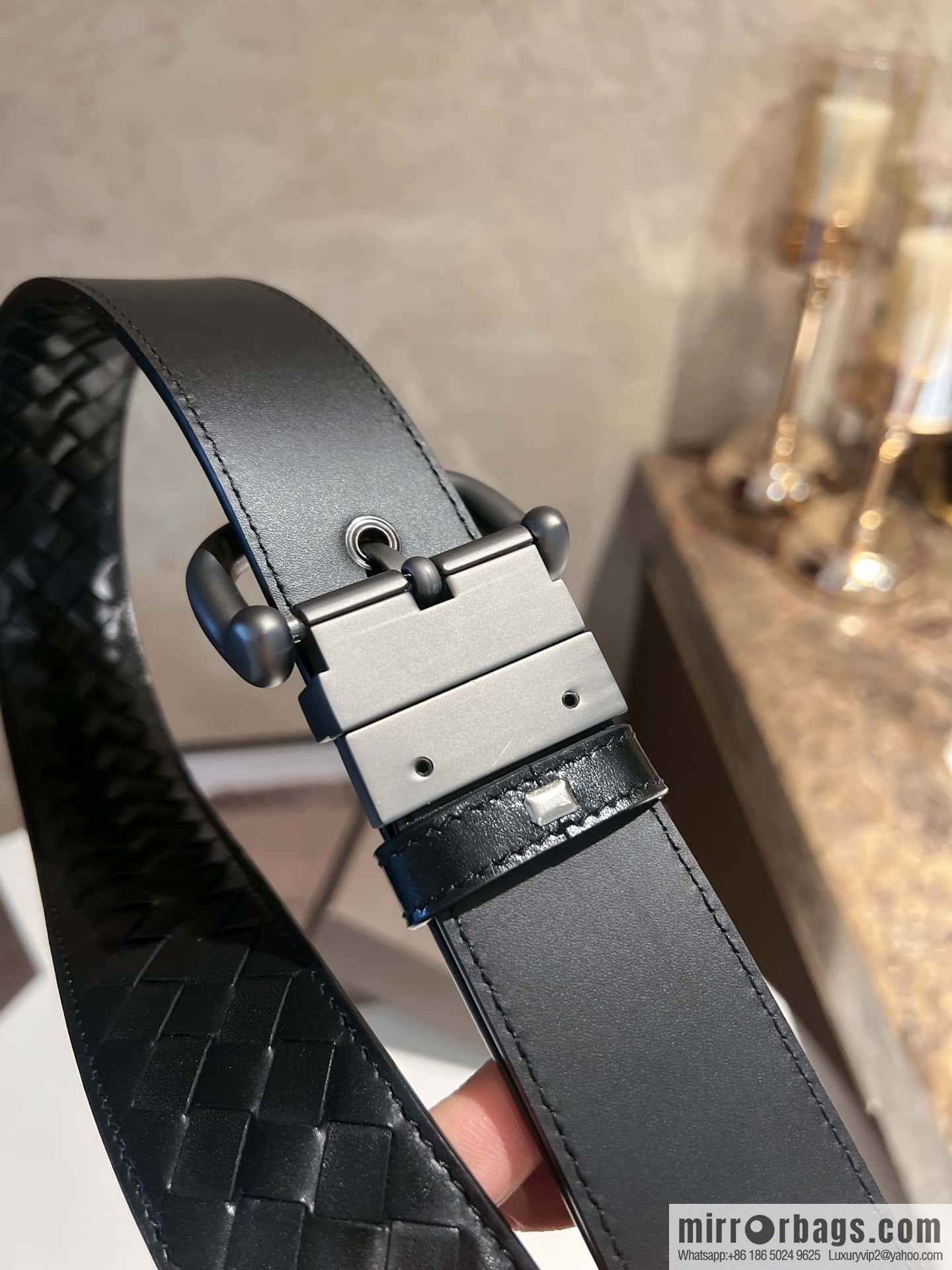 BottegaVeneta 2022 new cowhide woven men's 4.0cm belt