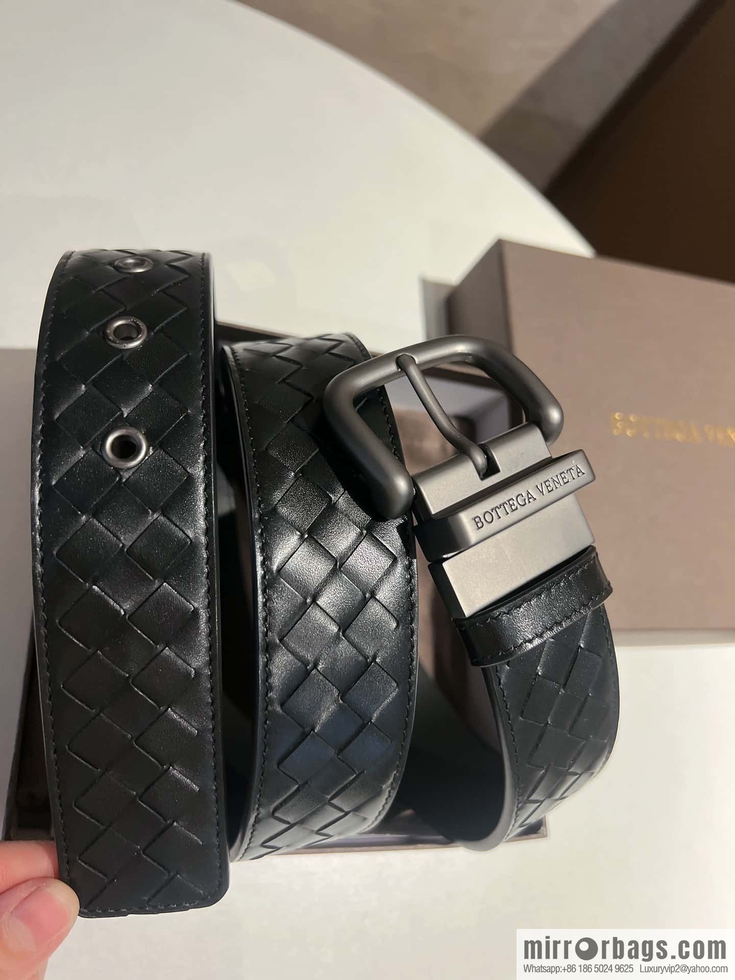 BottegaVeneta 2022 new cowhide woven men's 4.0cm belt