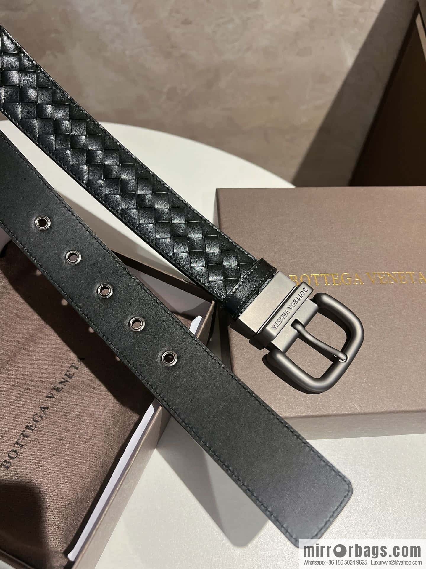 BottegaVeneta 2022 new cowhide woven men's 4.0cm belt