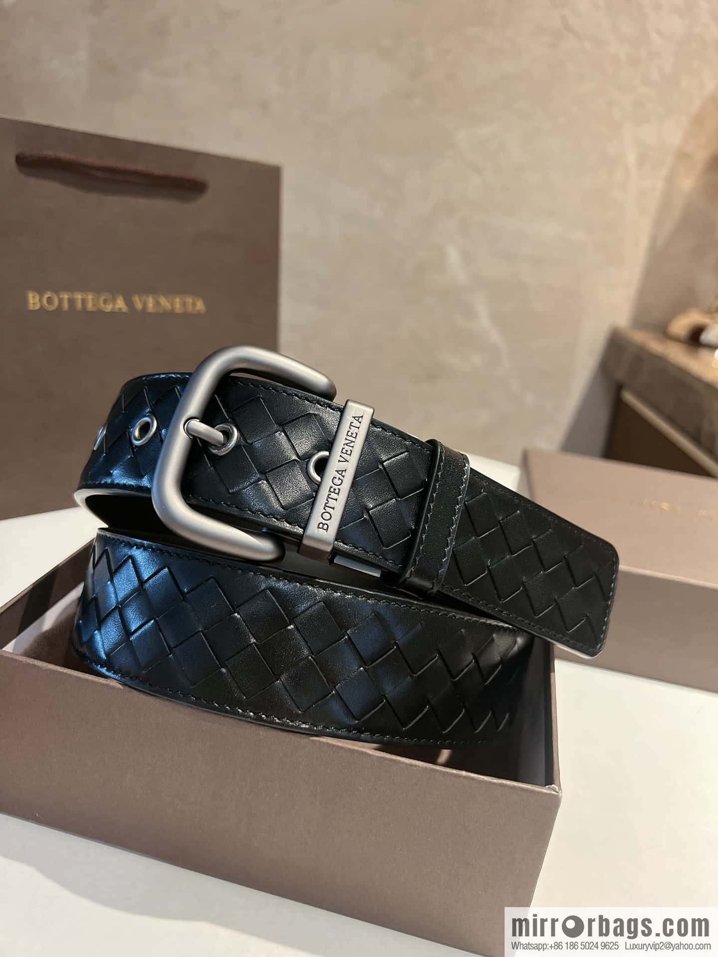 BottegaVeneta 2022 new cowhide woven men's 4.0cm belt