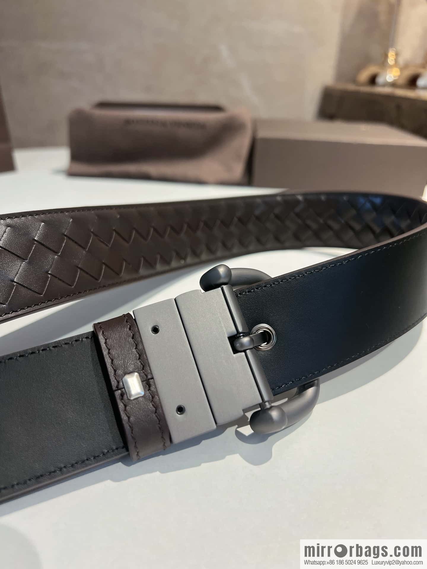 BottegaVeneta 2022 new cowhide woven men's 4.0cm belt