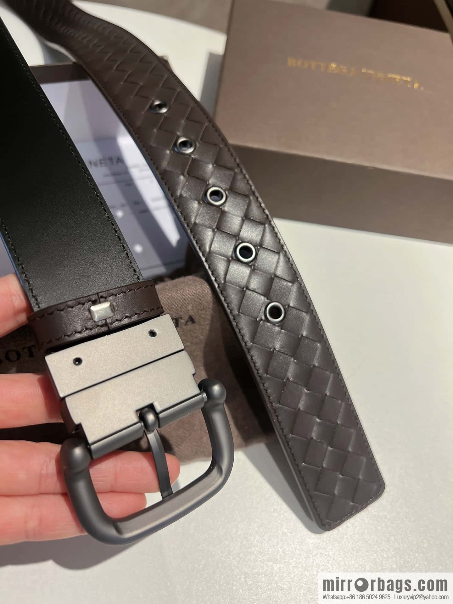 BottegaVeneta 2022 new cowhide woven men's 4.0cm belt