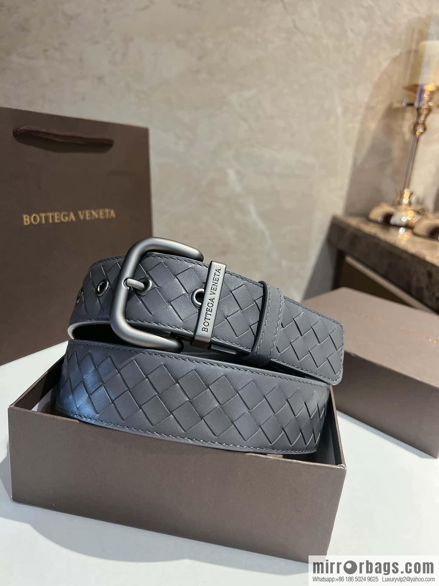 BottegaVeneta 2022 new cowhide woven men's 4.0cm belt