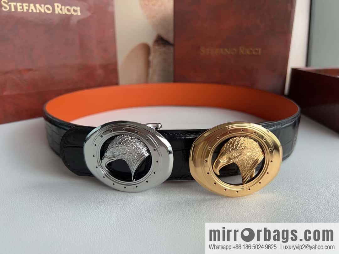 Stefano Ricci Stephen, Stainless Steel Eagle Head, Nile Crocodile No Splicing Belt