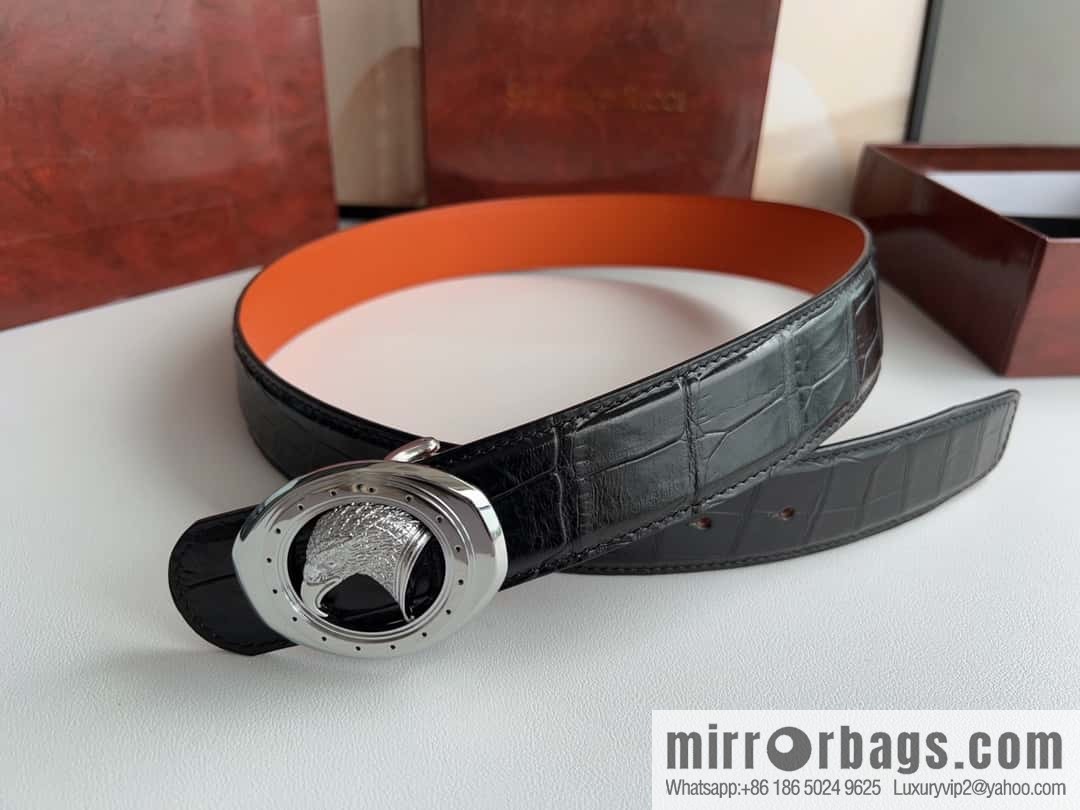 Stefano Ricci Stephen, Stainless Steel Eagle Head, Nile Crocodile No Splicing Belt