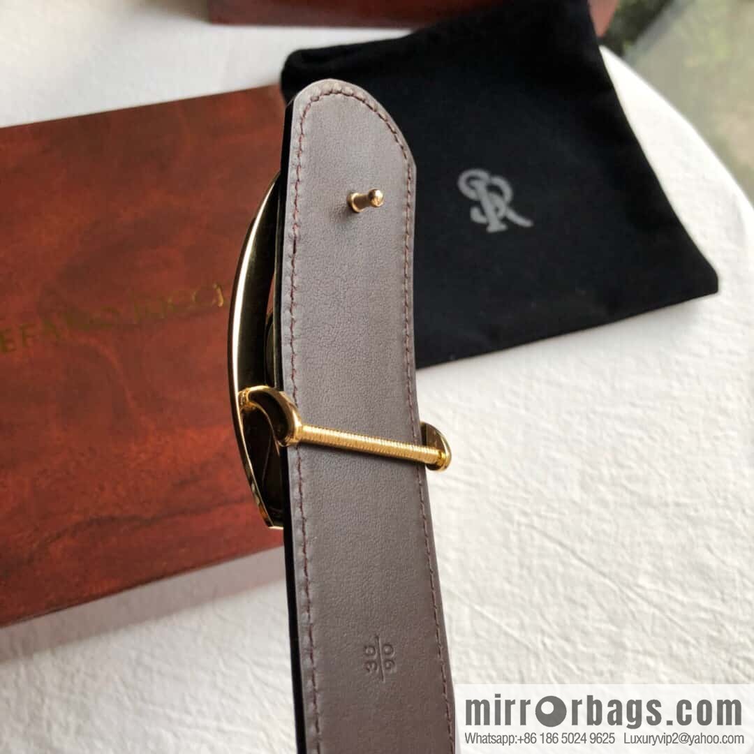 Stefano Ricci Stephen, Stainless Steel Eagle Head Buckle 3.8cm Top Cowhide Fine Imitation Crocodile Leather Belt