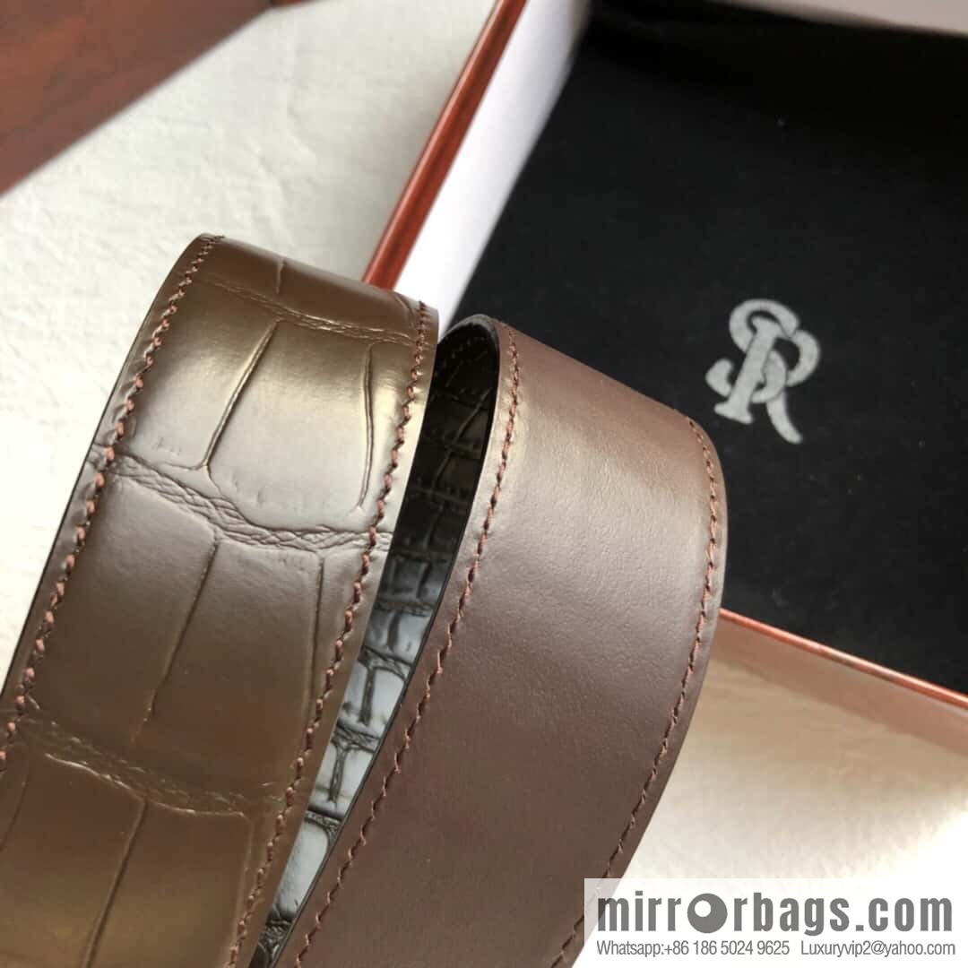 Stefano Ricci Stephen, Stainless Steel Eagle Head Buckle 3.8cm Top Cowhide Fine Imitation Crocodile Leather Belt