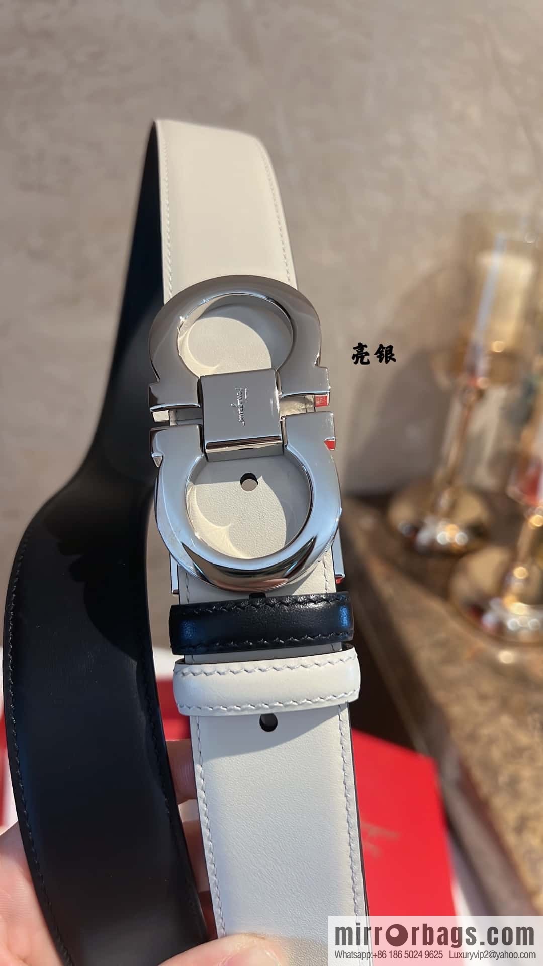 Ferragamo Ferragamo, exquisite 8-figure metal buckle men's textured belt 3.5cm