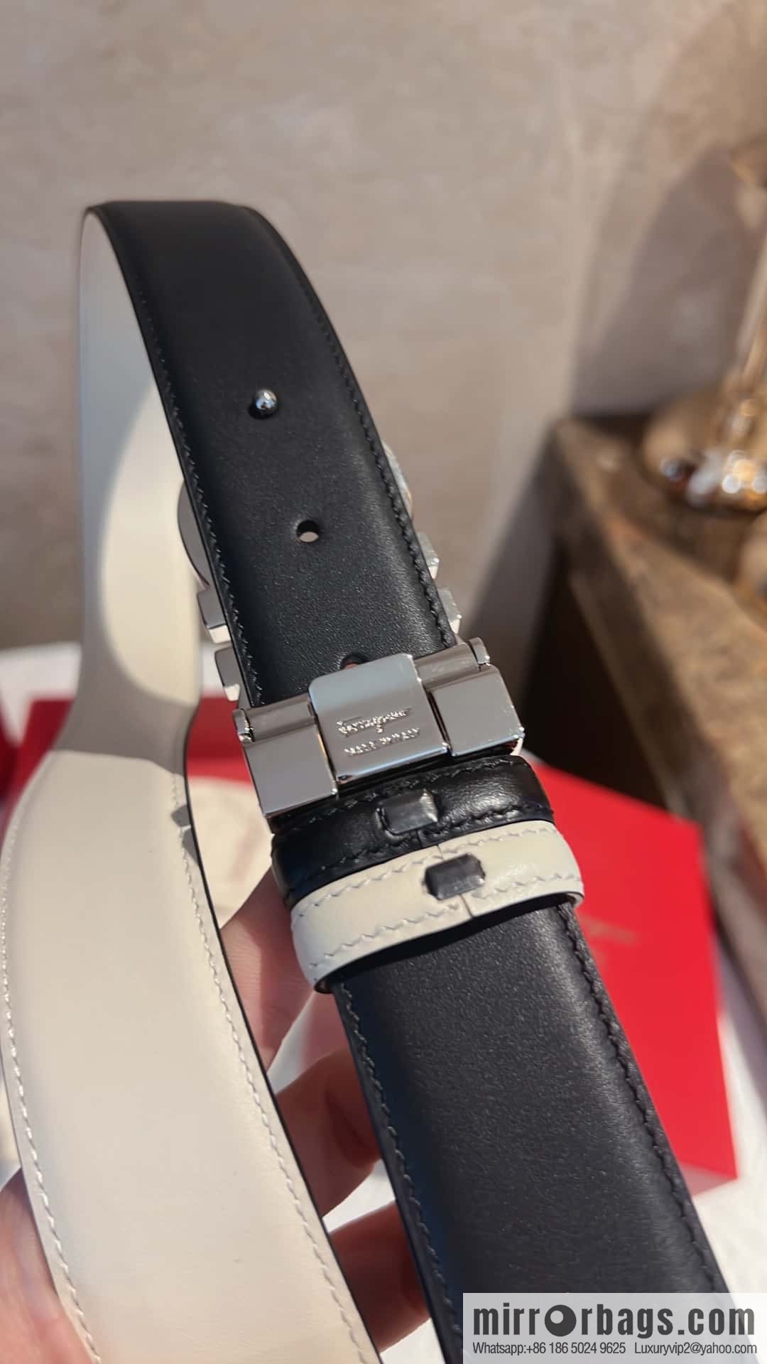 Ferragamo Ferragamo, exquisite 8-figure metal buckle men's textured belt 3.5cm