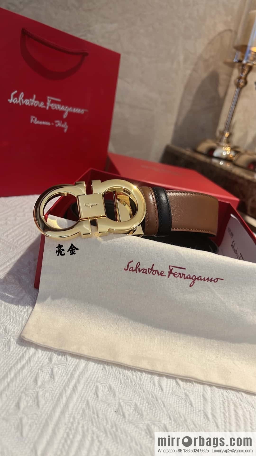 Ferragamo Ferragamo, exquisite 8-figure metal buckle men's textured belt 3.5cm