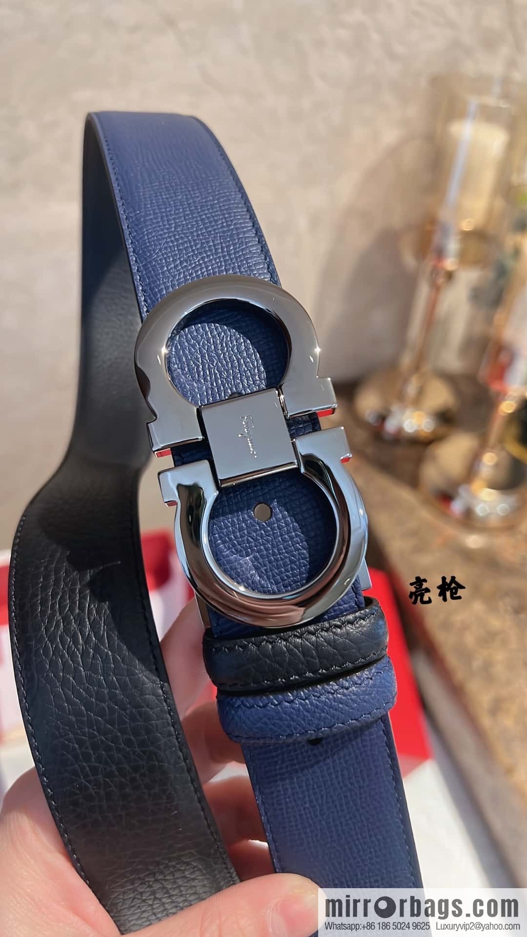 Ferragamo Ferragamo, exquisite 8-figure metal buckle men's textured belt 3.5cm