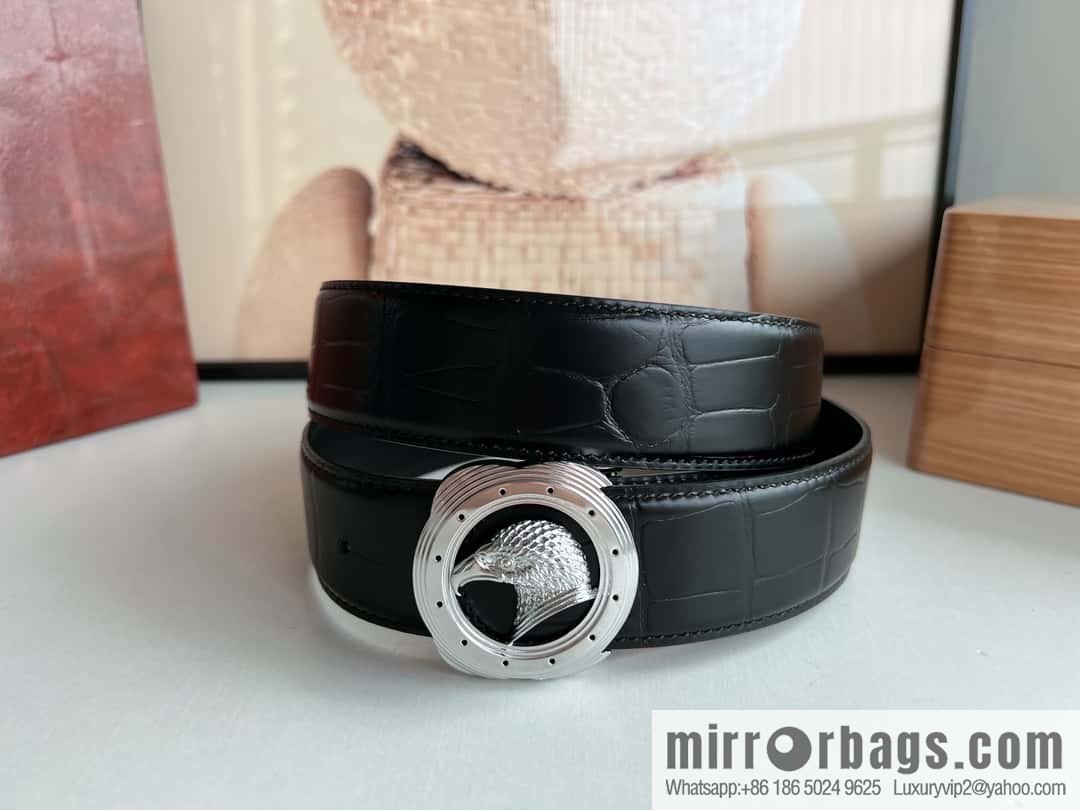 Stefano Ricci Stephen, Stainless Steel Eagle Metal Buckle 3.8cm Alligator Belt