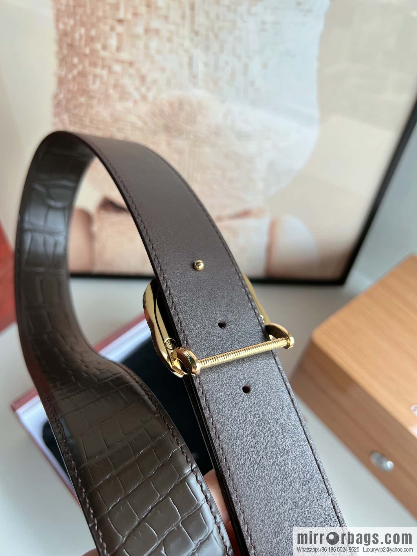 Stefano Ricci Stephen, Stainless Steel Eagle Metal Buckle 3.8cm Alligator Belt