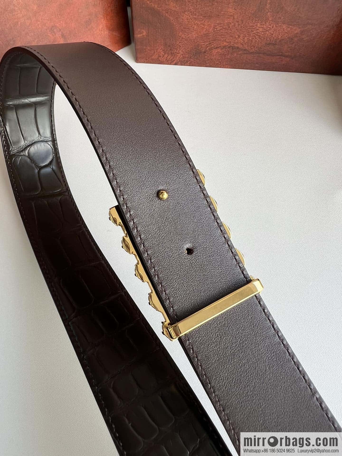 Stefano Ricci Stephen, Stainless Steel Hollow Inner Wear Diamond Craft Button Head 3.8cm Alligator Belt