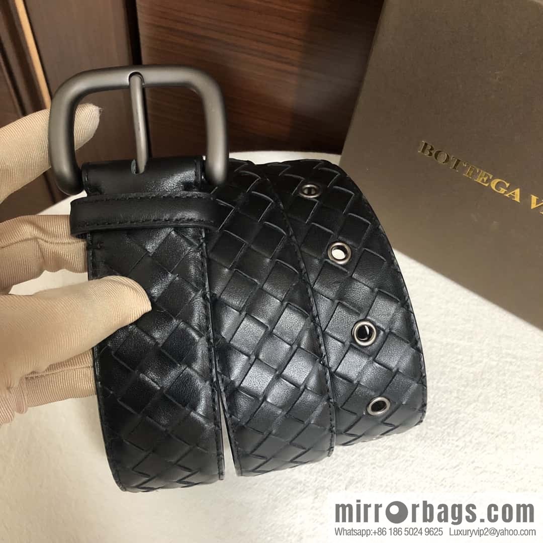 Bottega Veneta Butterfly Home, top layer cowhide woven 3.8cm classic color pin buckle belt