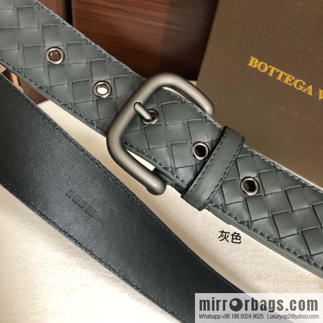 Bottega Veneta Butterfly Home, top layer cowhide woven 3.8cm classic color pin buckle belt