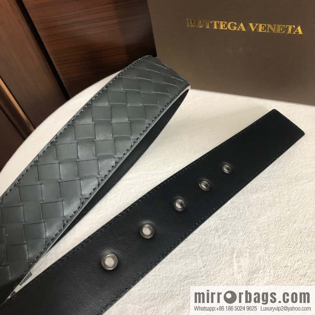 Bottega Veneta Butterfly Home, top layer cowhide woven 3.8cm classic color pin buckle belt
