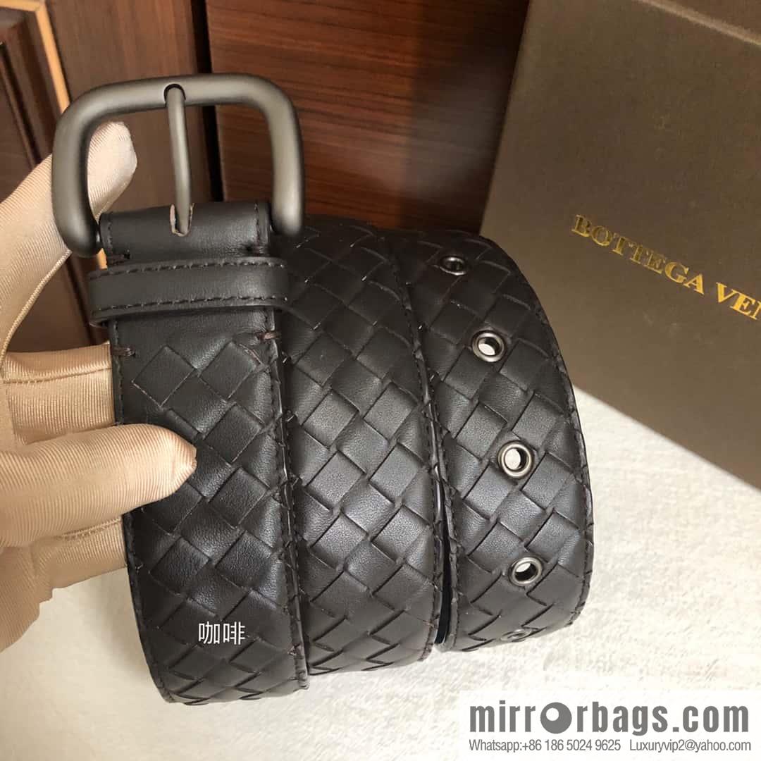 Bottega Veneta Butterfly Home, top layer cowhide woven 3.8cm classic color pin buckle belt