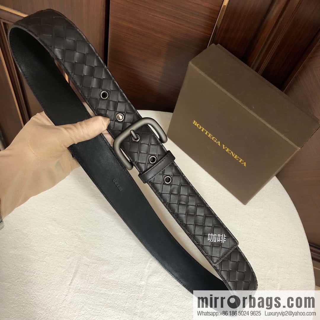 Bottega Veneta Butterfly Home, top layer cowhide woven 3.8cm classic color pin buckle belt