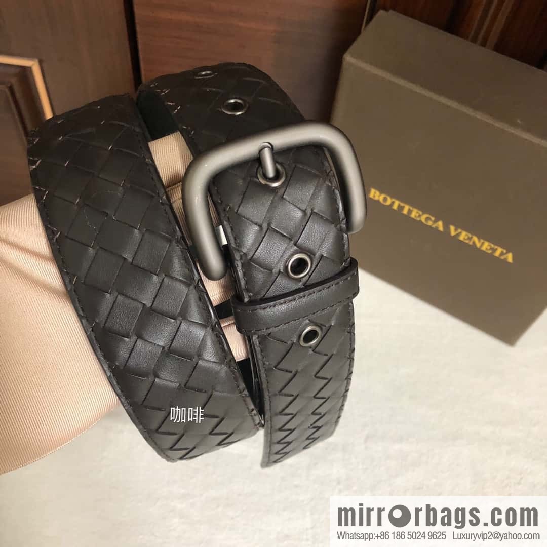 Bottega Veneta Butterfly Home, top layer cowhide woven 3.8cm classic color pin buckle belt