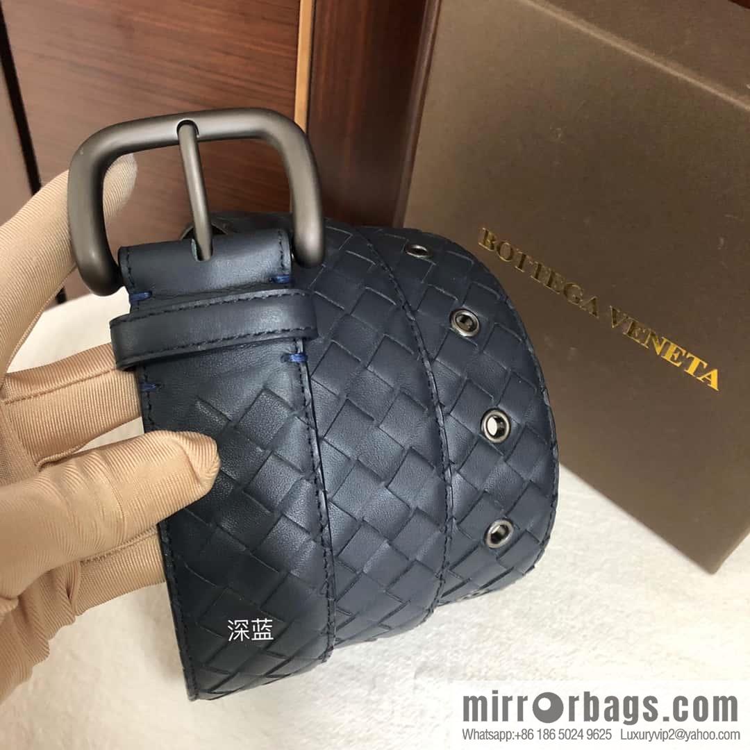 Bottega Veneta Butterfly Home, top layer cowhide woven 3.8cm classic color pin buckle belt