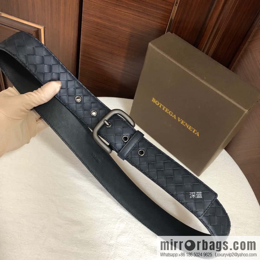 Bottega Veneta Butterfly Home, top layer cowhide woven 3.8cm classic color pin buckle belt