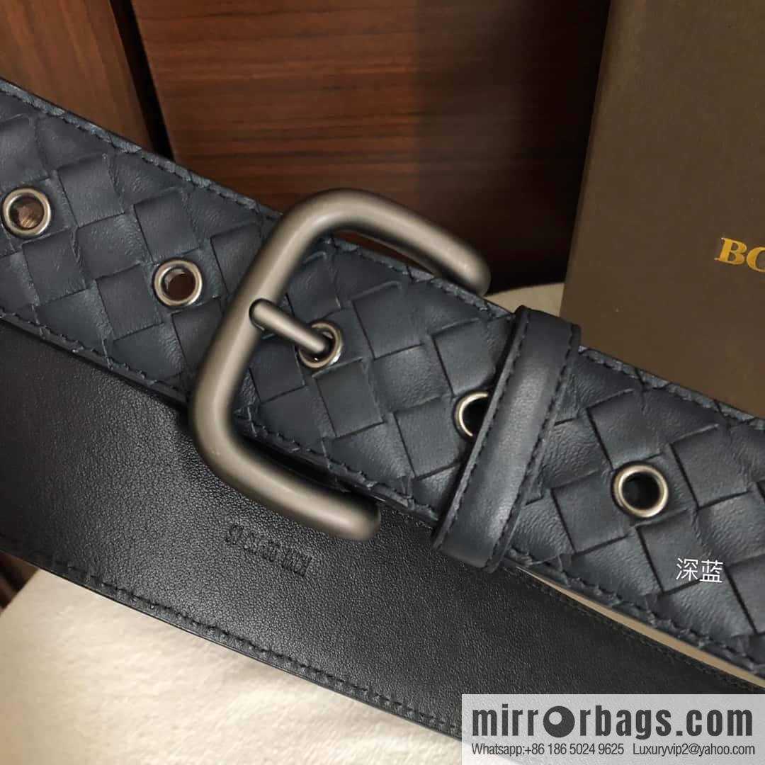 Bottega Veneta Butterfly Home, top layer cowhide woven 3.8cm classic color pin buckle belt