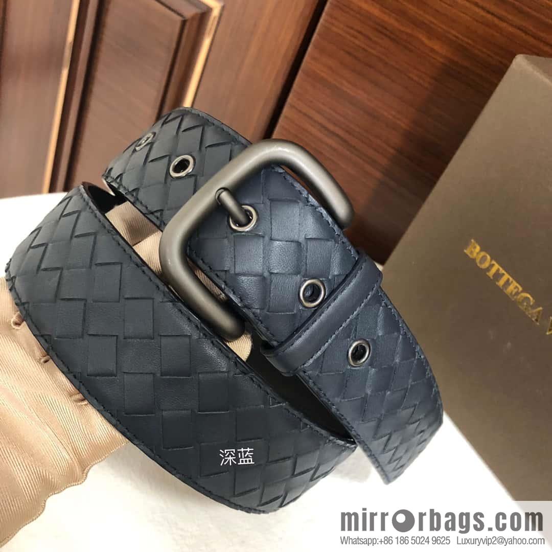 Bottega Veneta Butterfly Home, top layer cowhide woven 3.8cm classic color pin buckle belt