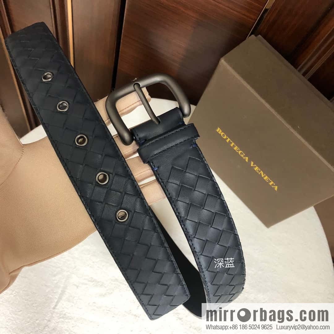 Bottega Veneta Butterfly Home, top layer cowhide woven 3.8cm classic color pin buckle belt