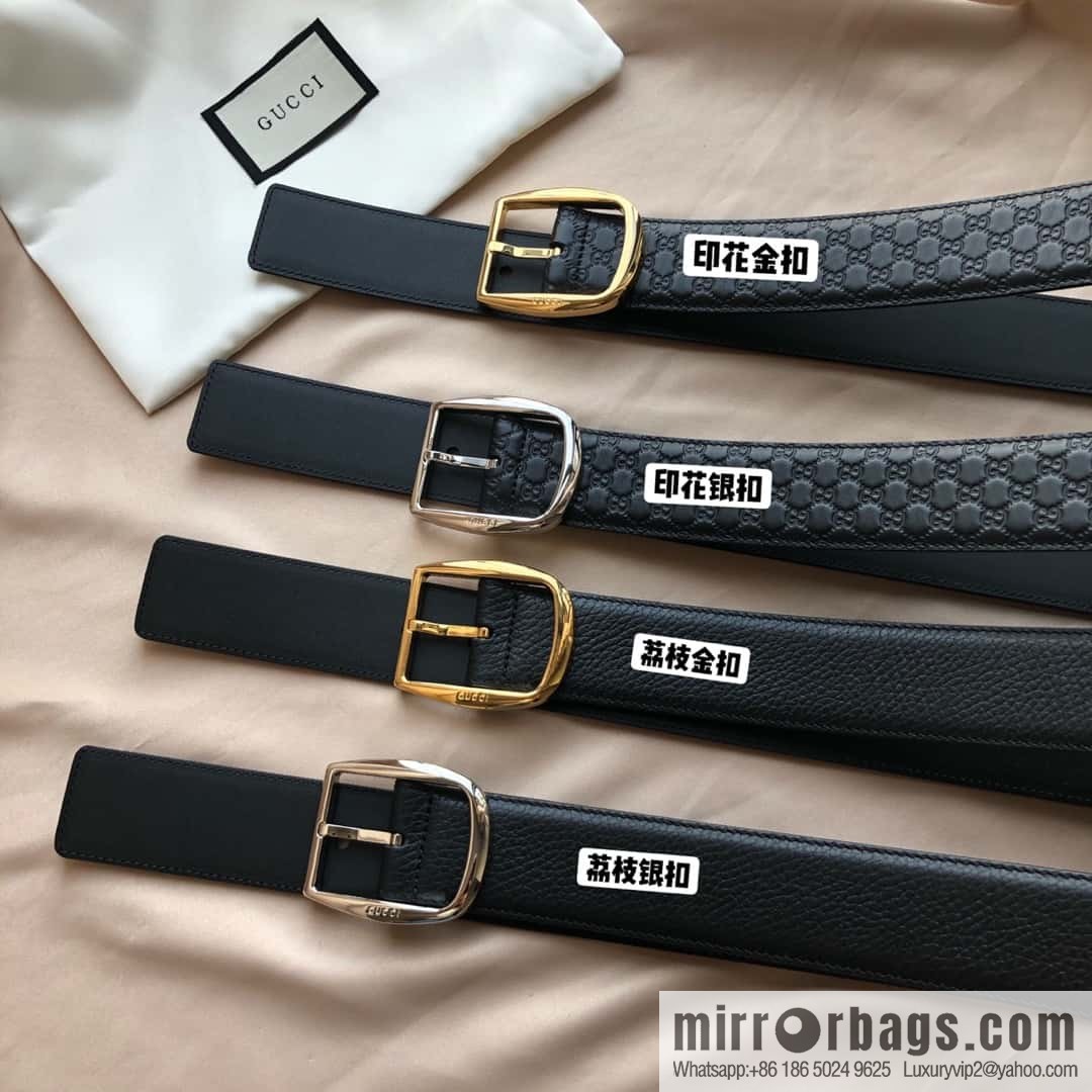 GUCCI GG cowhide print/lychee pin buckle belt 4.0CM