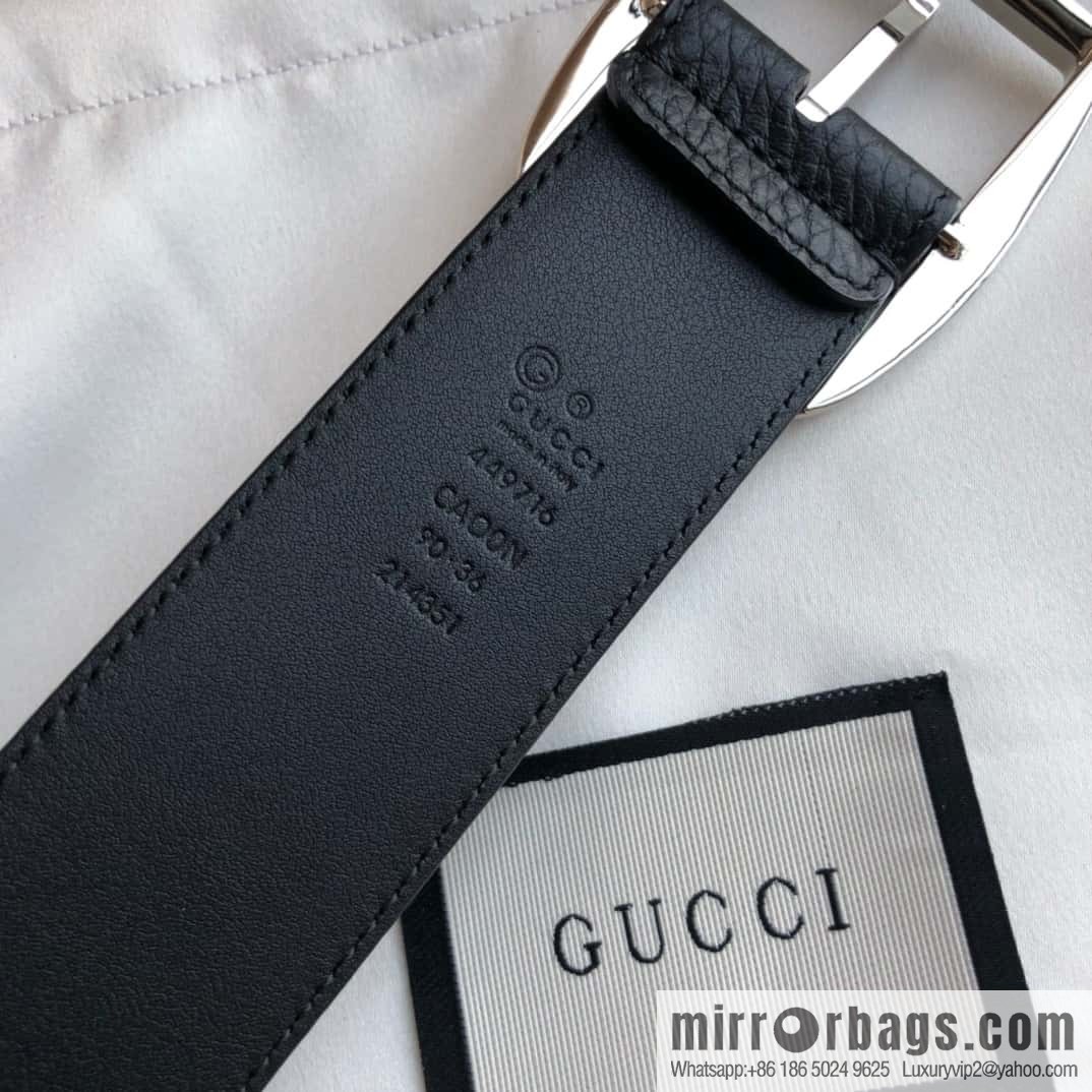 GUCCI GG cowhide print/lychee pin buckle belt 4.0CM