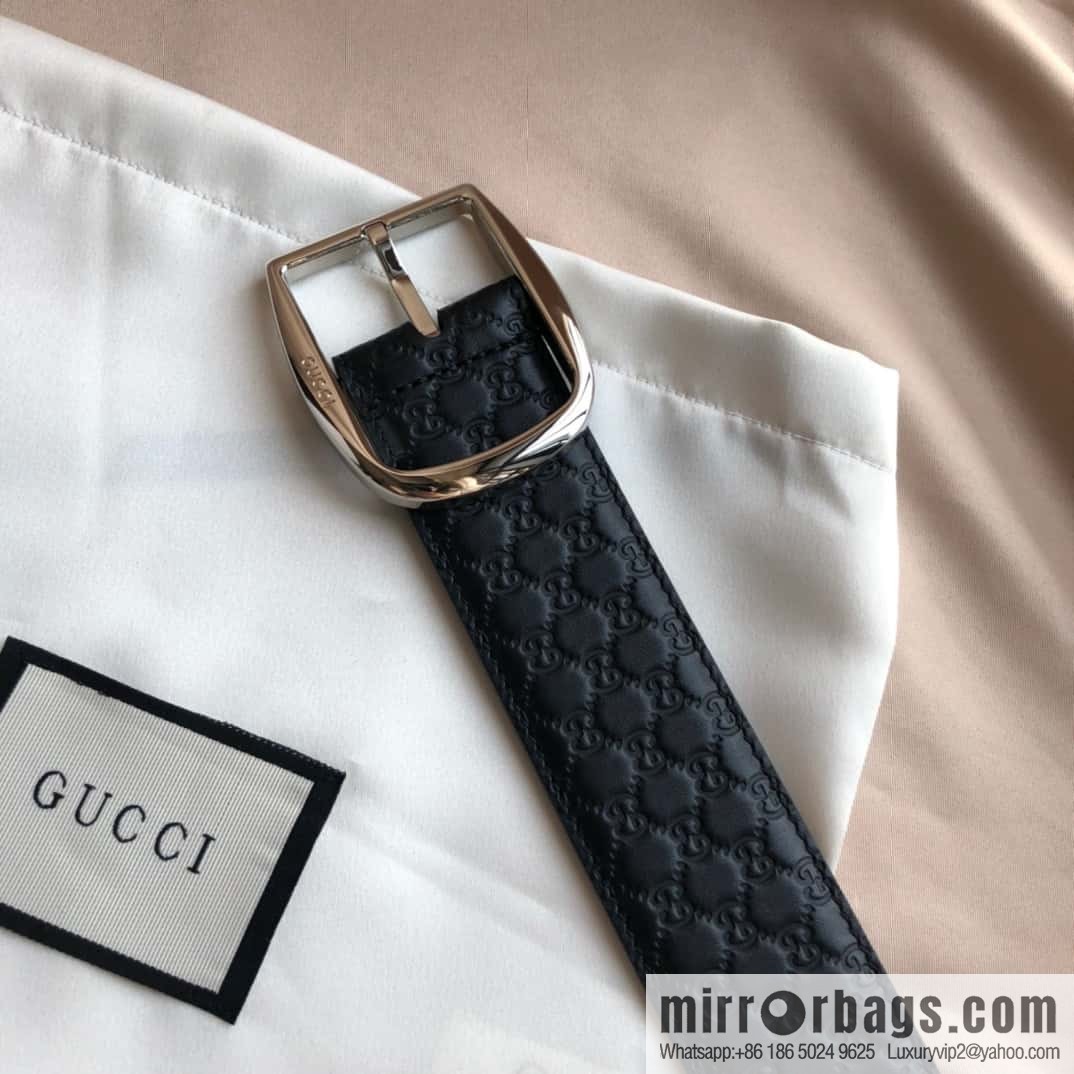 GUCCI GG cowhide print/lychee pin buckle belt 4.0CM