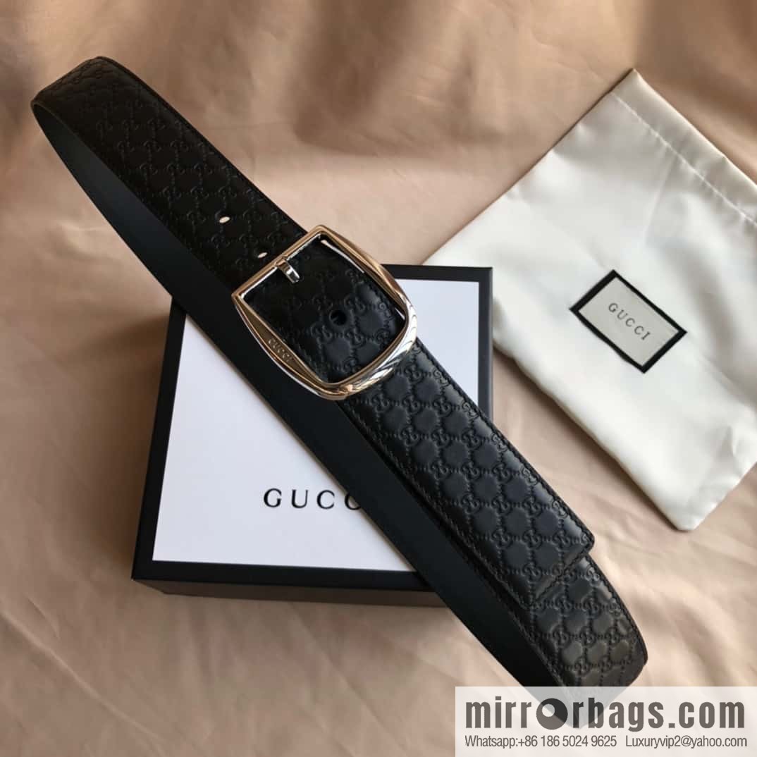 GUCCI GG cowhide print/lychee pin buckle belt 4.0CM