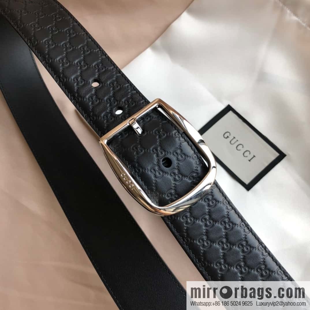 GUCCI GG cowhide print/lychee pin buckle belt 4.0CM