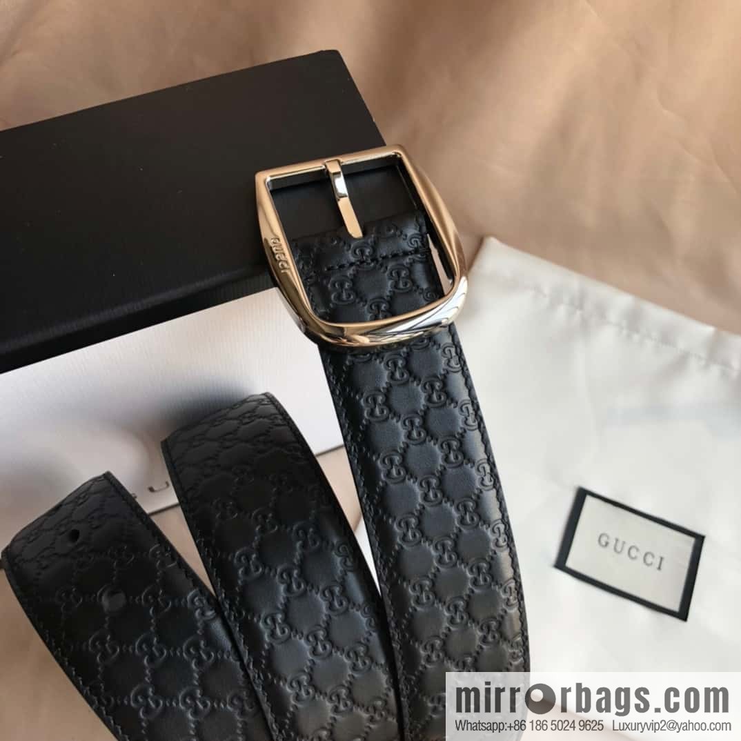 GUCCI GG cowhide print/lychee pin buckle belt 4.0CM