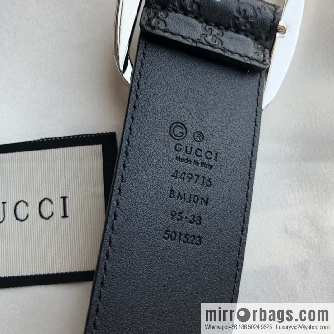 GUCCI GG cowhide print/lychee pin buckle belt 4.0CM