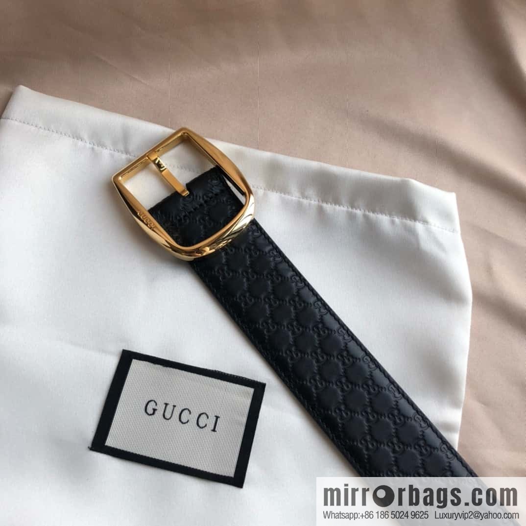 GUCCI GG cowhide print/lychee pin buckle belt 4.0CM