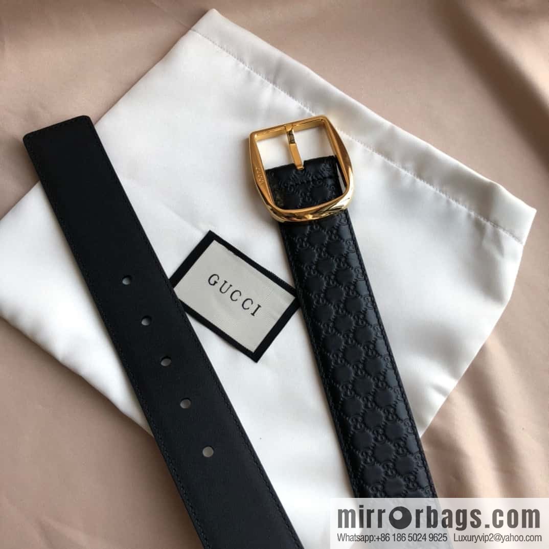 GUCCI GG cowhide print/lychee pin buckle belt 4.0CM