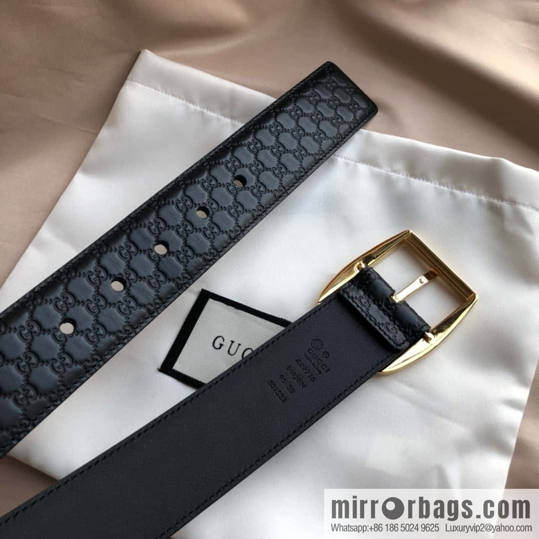 GUCCI GG cowhide print/lychee pin buckle belt 4.0CM
