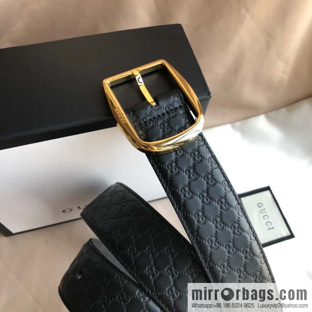 GUCCI GG cowhide print/lychee pin buckle belt 4.0CM