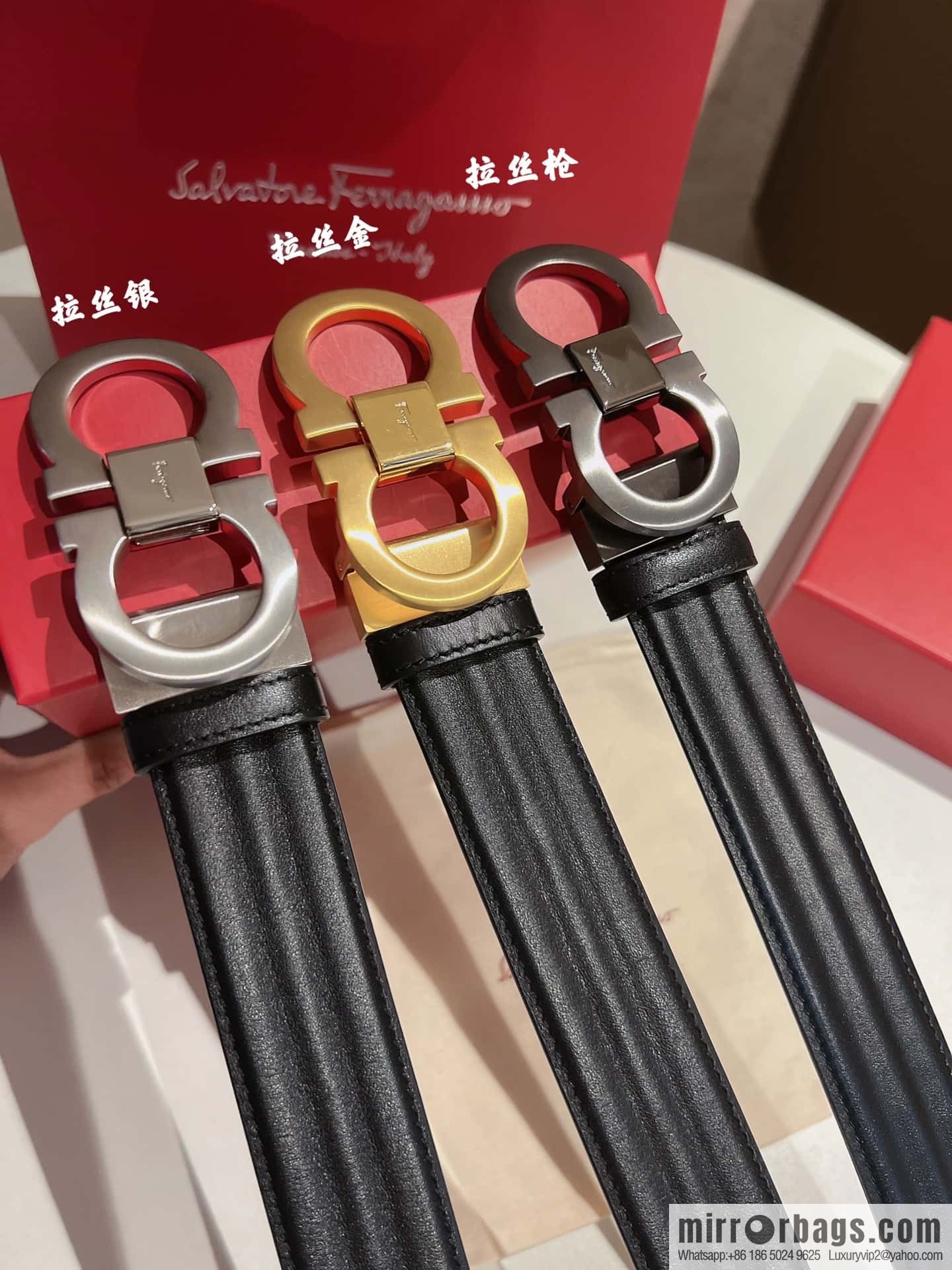 Ferragamo Ferragamo, boutique 8-character counter version, metal buckle 3.5cm belt