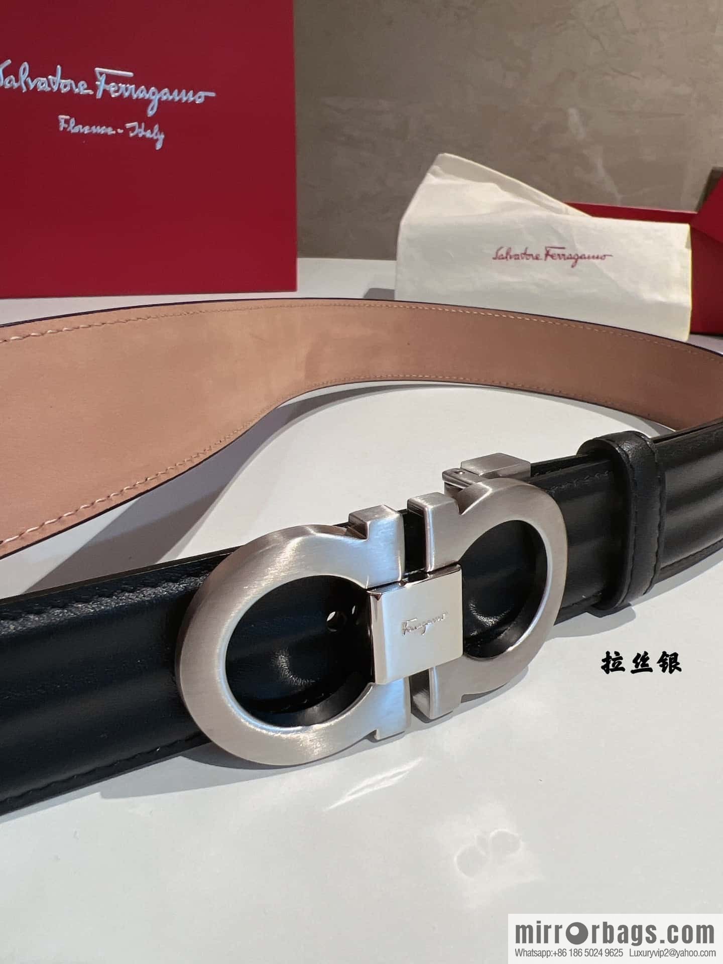Ferragamo Ferragamo, boutique 8-character counter version, metal buckle 3.5cm belt