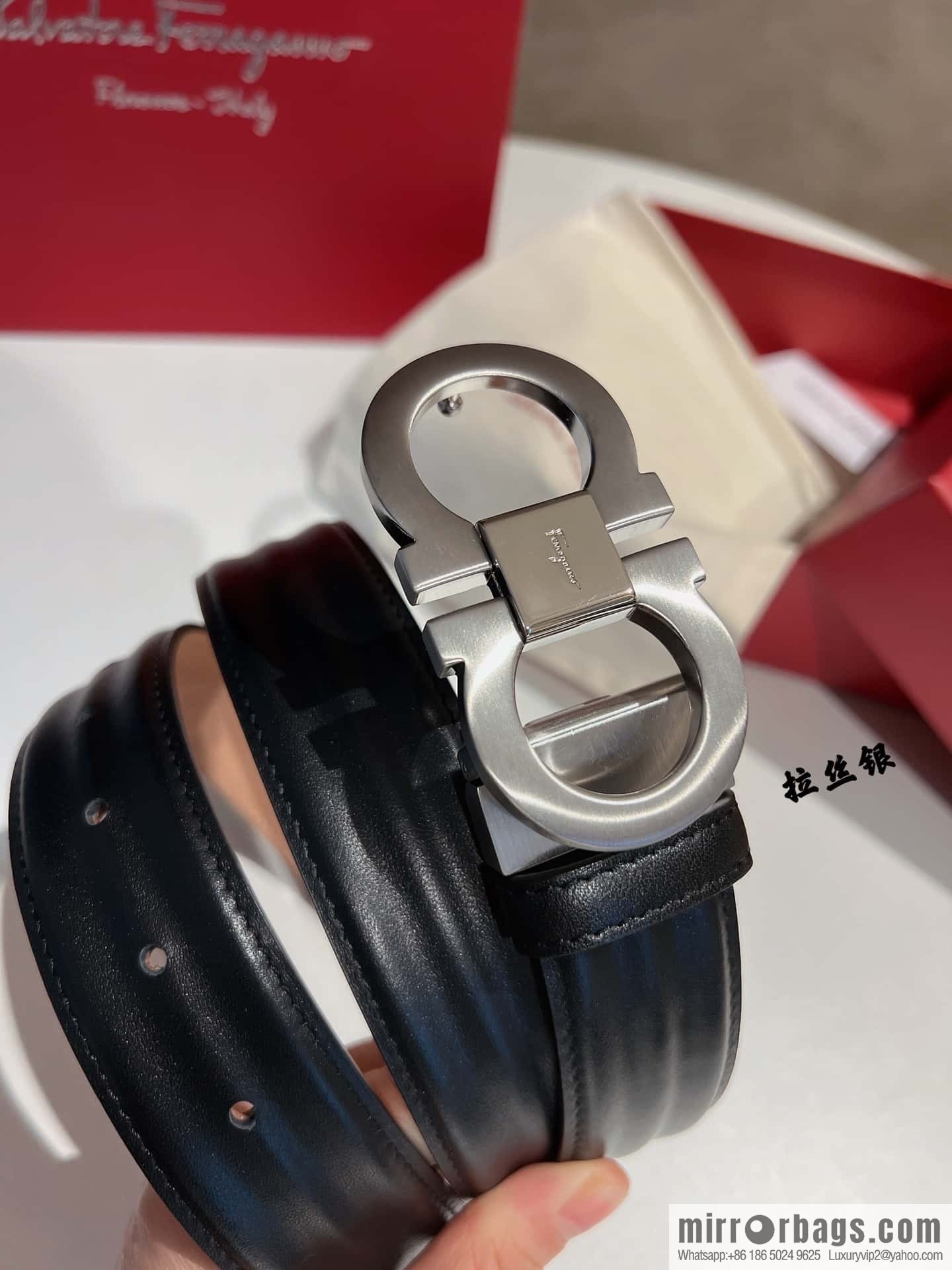 Ferragamo Ferragamo, boutique 8-character counter version, metal buckle 3.5cm belt