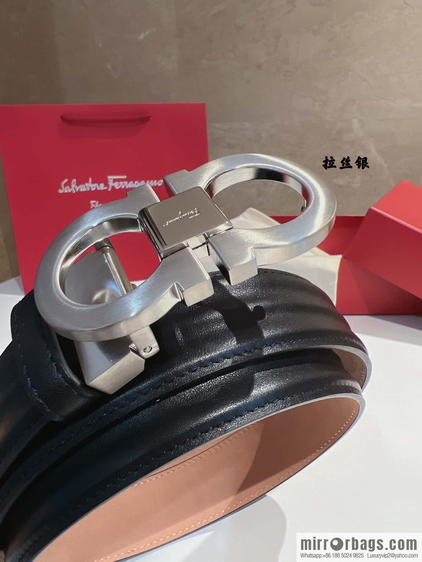 Ferragamo Ferragamo, boutique 8-character counter version, metal buckle 3.5cm belt