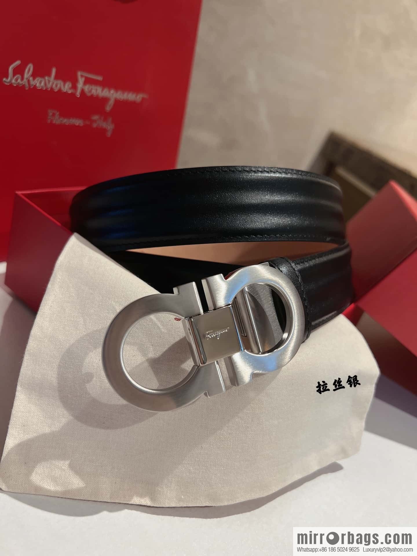 Ferragamo Ferragamo, boutique 8-character counter version, metal buckle 3.5cm belt